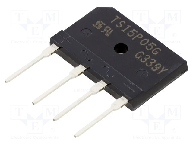 Bridge rectifier: single-phase; 15A; flat; THT