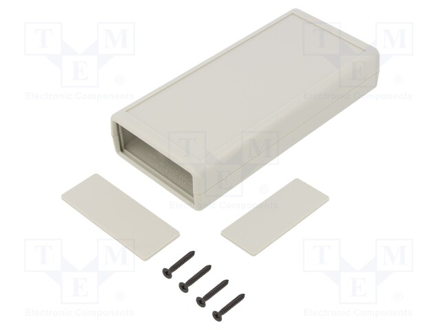 Enclosure: with panel; X: 66.5mm; Y: 140mm; Z: 28mm; ABS; light grey