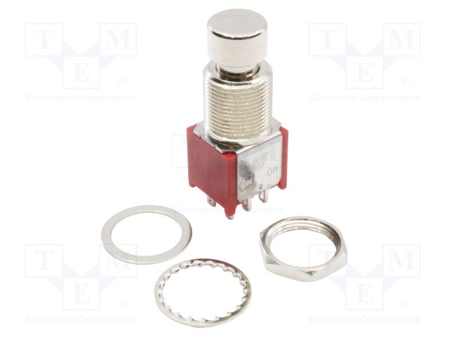 Switch: push-button; Pos: 2; DPDT; 1A/9VDC; Leads: for soldering