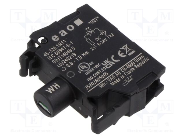Illuminating unit; 22mm; 45; front fixing; 6÷24VAC; Colour: white