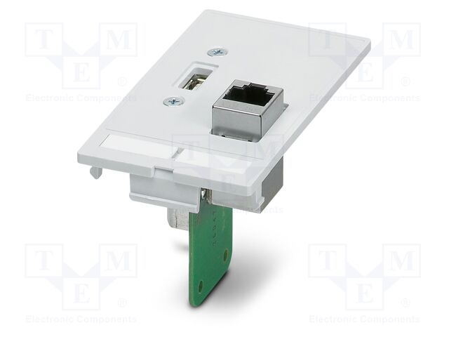 "Front plate with contact inserts, plastic with shroud, 1 x