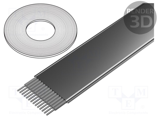 Wire: ribbon; 0.635mm; solid; Cu; 30x30AWG; Al foil; polyolefine