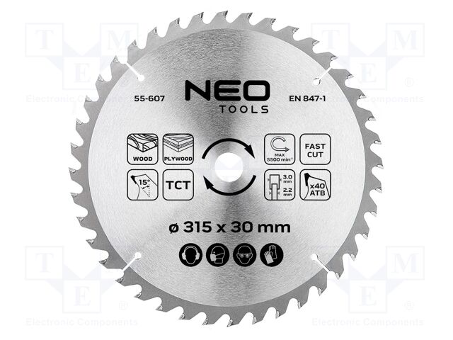 Circular saw; Ø: 315mm; Teeth: 40; cemented carbide; Øhole: 30mm