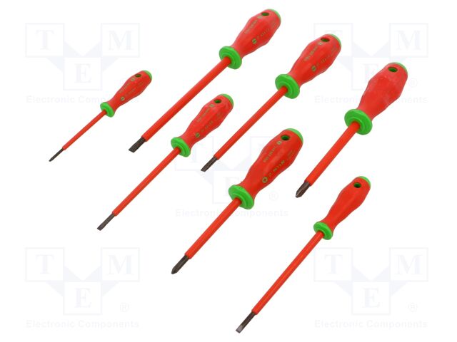 Phillips,slot; Chrom-vanadium-molybdenum steel; 7pcs.