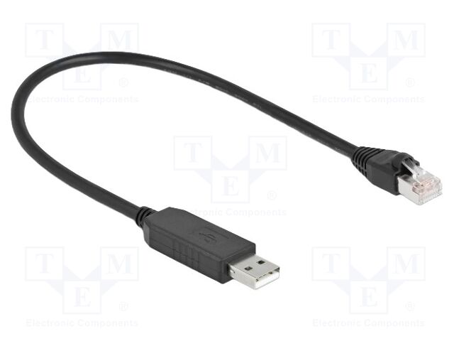 Cable; RJ45 plug,USB A socket; 0.25m; black; 921.6kbps