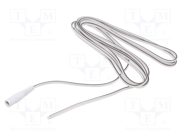 Cable; wires,DC 5,5/2,5 socket; straight; 0.5mm2; white; 3m