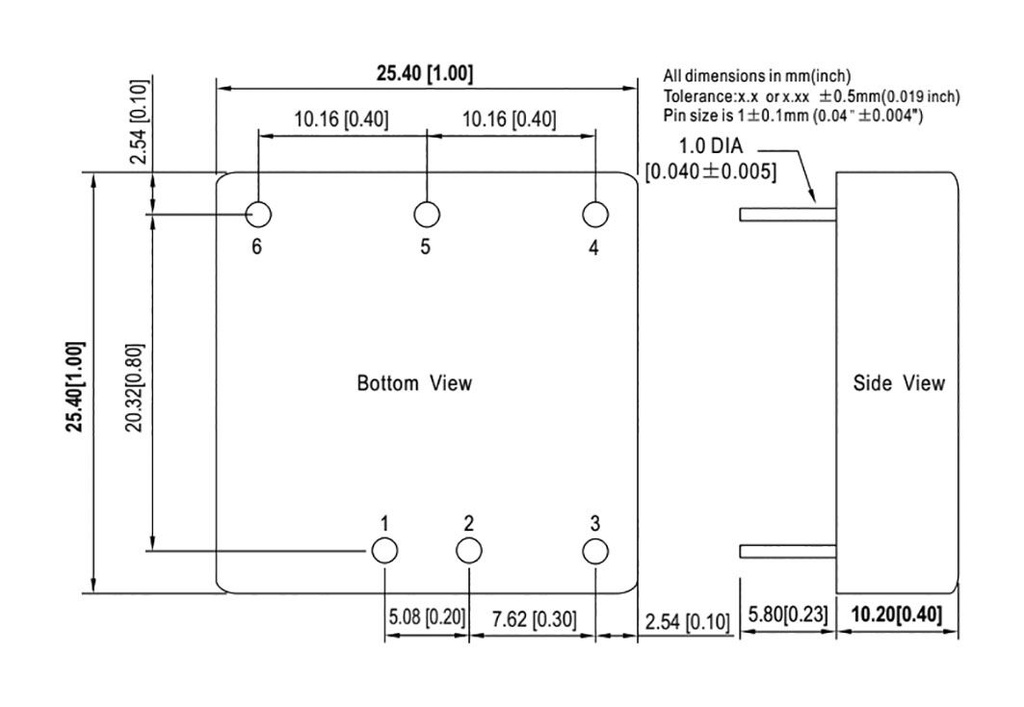 Converter: DC/DC; 6W; Uin: 9÷75V; Uout: 5VDC; Uout2: -5VDC; 1"x1",DIP