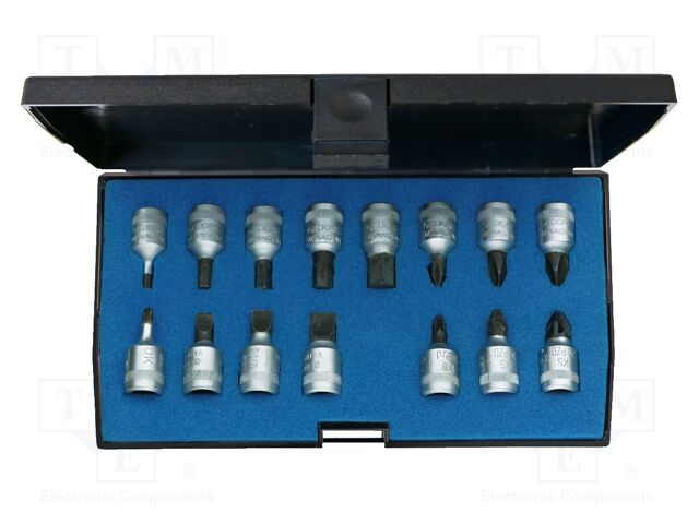 Kit: screwdriver bits; Phillips,Pozidriv®,slot; 1/4"; 15pcs.
