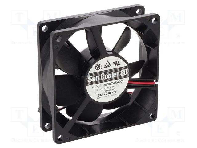 Axial Fan, 24 VDC, DC, 80 mm, 25 mm, 42.4 cu.ft/min, 1.2 m³/min
