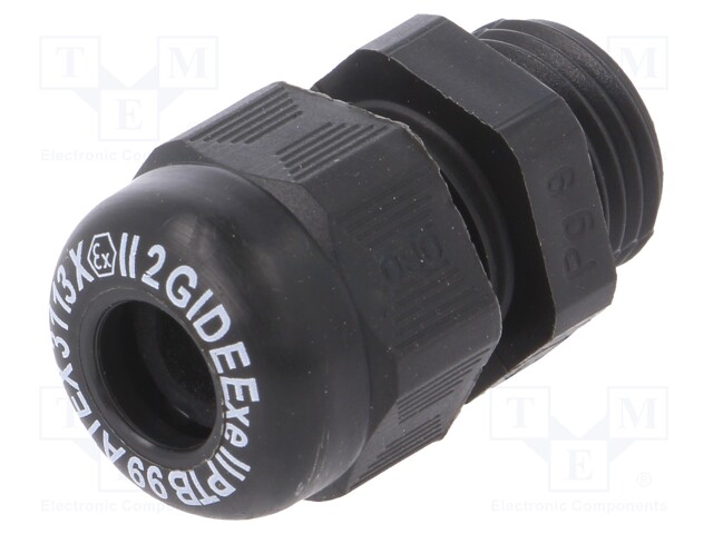 Cable gland; with thread PG; PG9; IP68; Mat: polyamide; black
