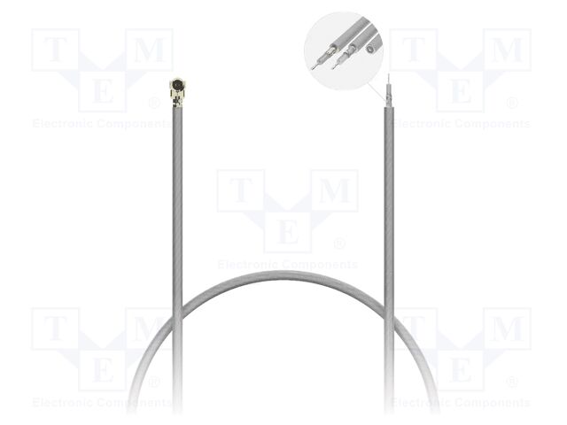 Cable; IPEX MHF,wires; black; angled; -40÷85°C; 250mm; 50Ω