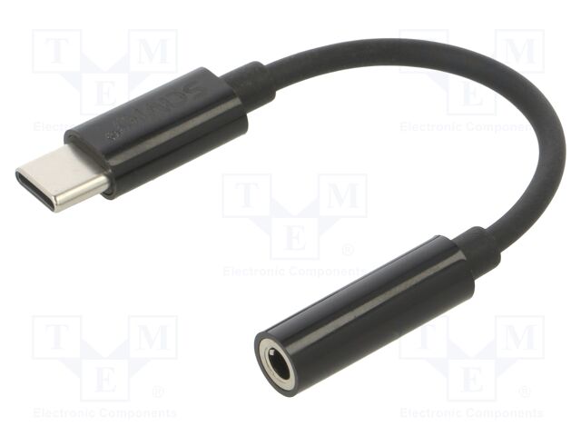 Cable; USB 3.1; Jack 3.5mm socket,USB C plug; 0.12m; black; black