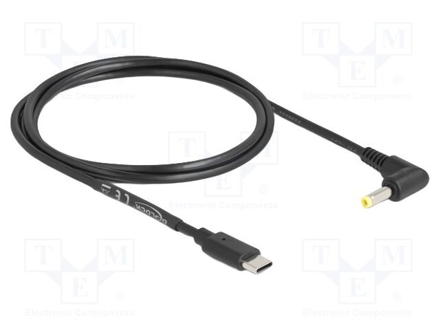 Cable; USB C plug,DC 4,0/1,7 plug; angled,straight; black; 1.5m