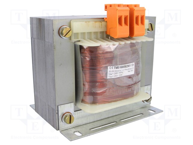 Transformer: mains; 600VA; 230VAC; 230V; Leads: terminal block