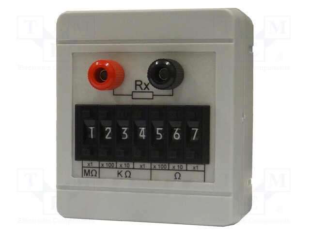 Decade box: resistance; 1÷9999999Ω; Number of ranges: 7; ±1%