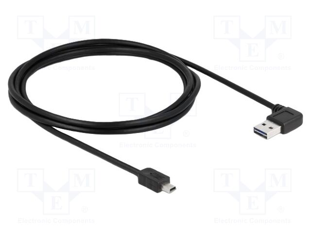 Cable; USB 2.0; gold-plated; 2m; black; 24AWG,28AWG; 480Mbps
