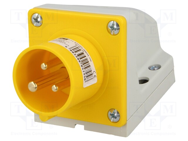 Connector: AC supply; socket; male; 16A; 110VAC; IP44; Layout: 2P+PE