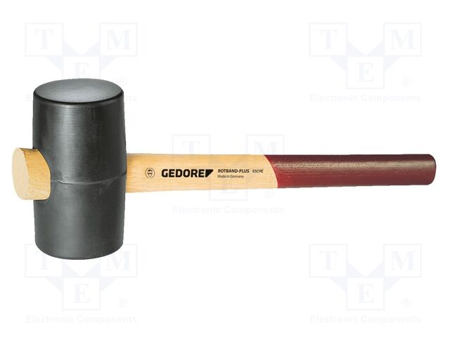 Hammer; 360mm; round; rubber; wood (ash); Ø: 75mm