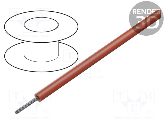 Wire; ThermoThin; stranded; Cu; 22AWG; red; PFA; 600V; 30.5m