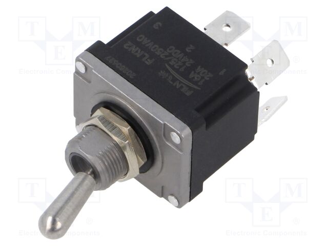 Switch: toggle; Pos: 2; DPST; OFF-ON; 16A/250VAC; 20A/24VDC