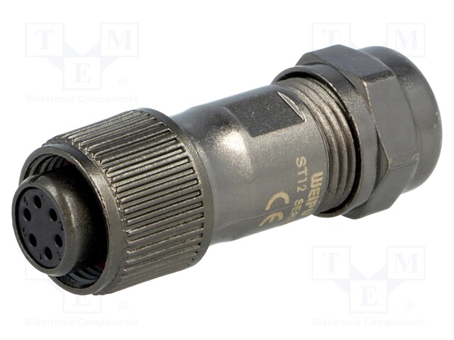 Plug; female; ST12; PIN: 6; IP67; 5÷8mm; 5A; soldering; for cable