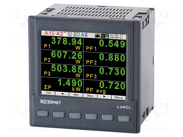 Meter; on panel; LCD 3,5" (320x240),TFT; 45÷65Hz; 85÷253VAC; 1/5A