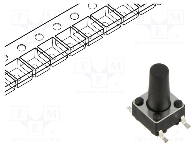 Microswitch TACT; SPST; Pos: 2; 0.05A/12VDC; SMT; 1.57N; 6x6x3.5mm