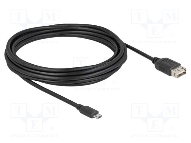 Cable; USB 2.0; gold-plated; 5m; black; 24AWG,28AWG; 480Mbps