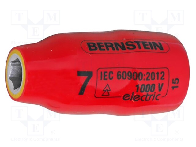 Cap; 6-angles,insulated,socket spanner; HEX 7mm; 3/8