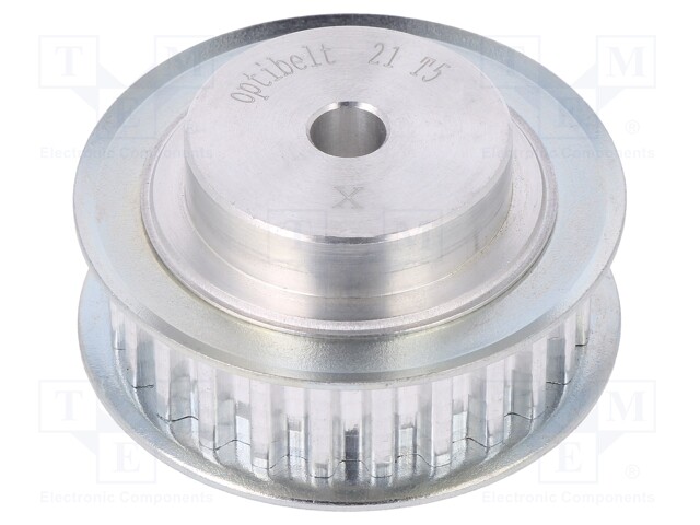 Belt pulley; T5; W: 10mm; whell width: 21mm; Ø: 43.75mm; aluminium