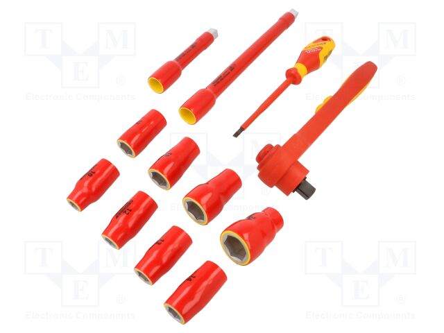 Wrench-set; insulated,socket spanner; Mounting: 1/2"; 12pcs.