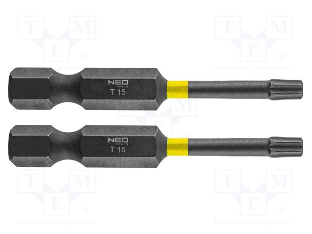 Kit: screwdriver bits; Torx®; 50mm; TX15; impact; 2pcs.