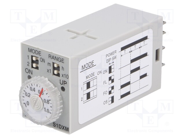 Timer; 0,05min÷10h; 4PDT; 250VAC/5A; 24VDC; socket; -10÷50°C; IP40