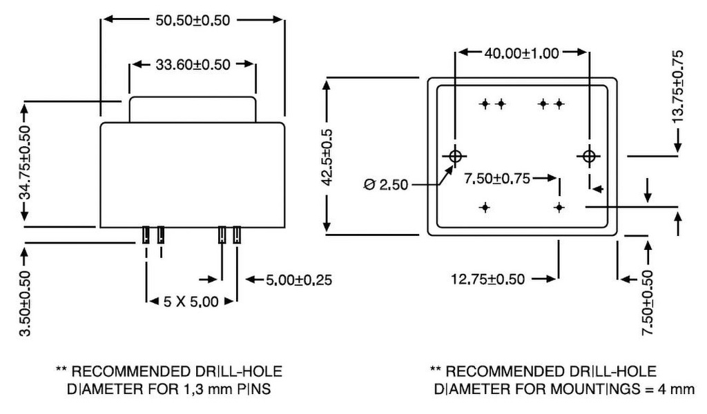 Transformer: encapsulated; 10VA; 117VAC; 6V; 1667mA; Mounting: PCB