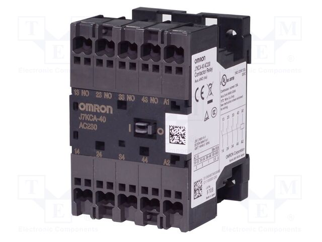 Contactor: 4-pole; NC x2 + NO x2; 48VDC; 1A; J7KCA; spring clamps
