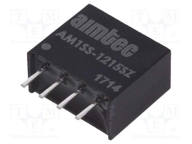 Converter: DC/DC; 1W; Uin: 10.8÷13.2V; 15VDC; Iout: 67mA; SIP4; 1.5g