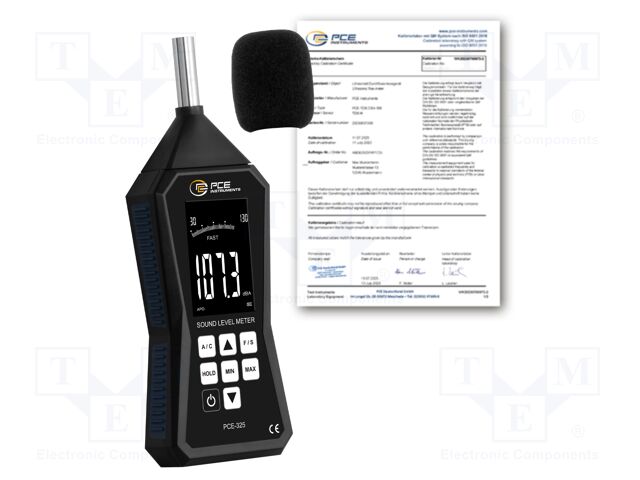 Meter: sound level; LCD; Sound level: 30÷130dB; 31.5÷8000Hz; IP52
