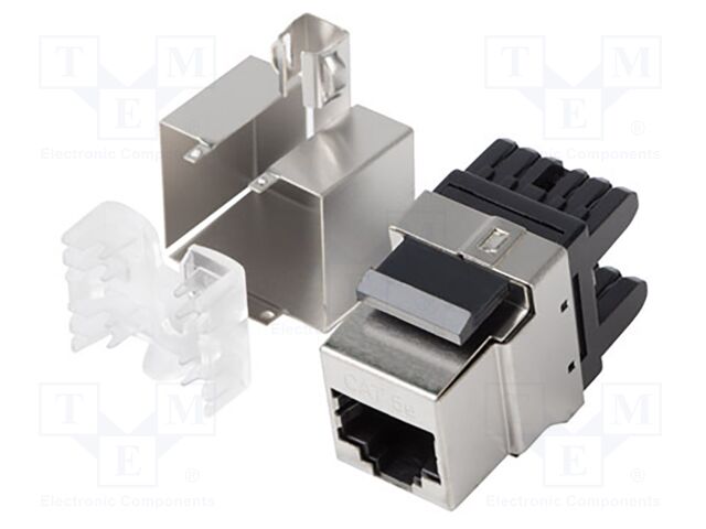 RJ45 module; silver; Cat: 5/5e; on cable; RJ45 socket; -10÷60°C