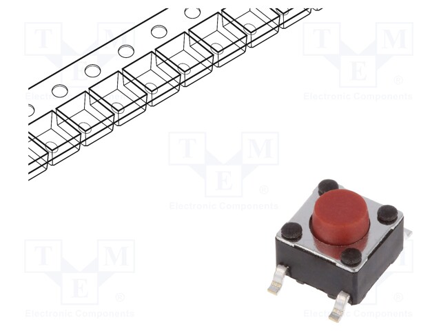 Microswitch TACT; SPST-NO; Pos: 2; 0.05A/12VDC; SMT; none; 2.6N