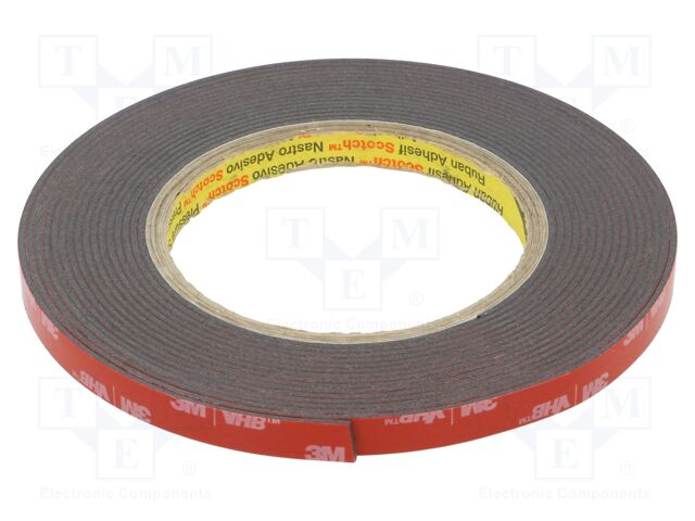 Tape: fixing; W: 9mm; L: 5.5m; Thk: 1.6mm; acrylic; black