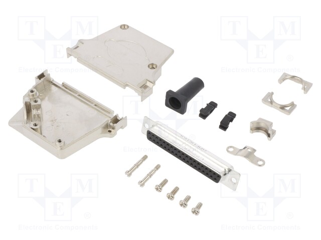 D-Sub; PIN: 37; female; shielded,with strain relief; angled 45°