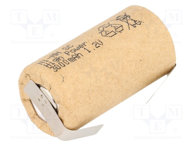 Re-battery: Ni-MH; SubC; 1.2V; 3000mAh; Leads: soldering lugs