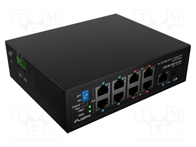 Switch Ethernet; PnP,LED status indicator,PoE (PoE); black