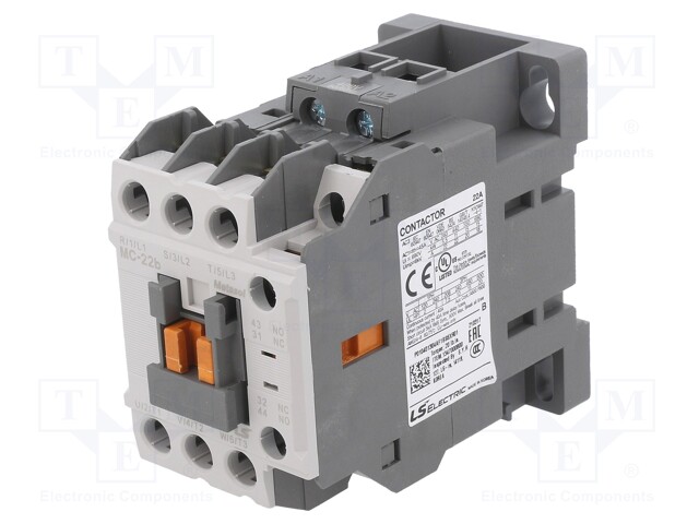 Contactor: 3-pole; NO x3; Auxiliary contacts: NO + NC; 400VAC; 22A