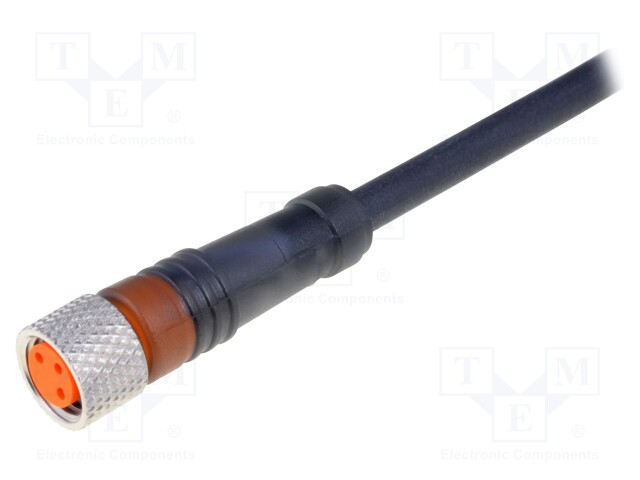 Connector: M8; 5m; female; PIN: 3; straight; plug; PUR
