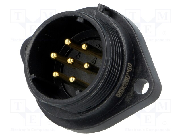 Socket; male; SP21; PIN: 7; IP68; soldering; 500V; 1.5mm2; 15A