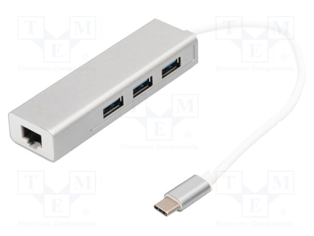 Hub USB; RJ45 socket,USB A socket x3,USB C plug; USB 3.0; PnP