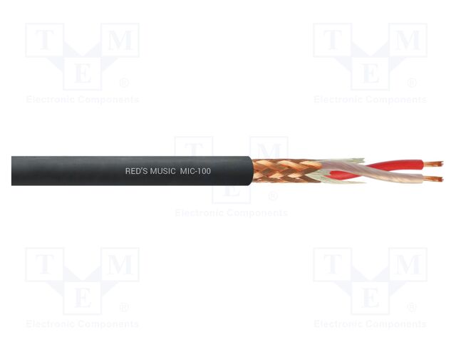 Wire: microphone cable; black; Cu; -25÷65°C; PVC; Package: 100m