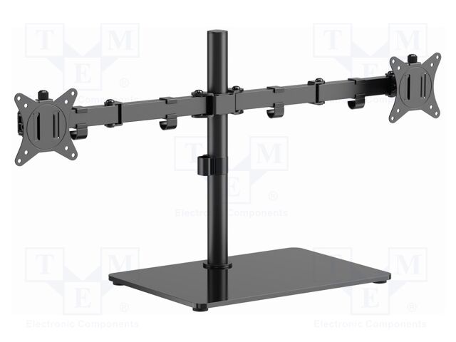 Stand; 9kg; 17÷32"; black; 75x75mm,100x100mm; plastic,steel,glass
