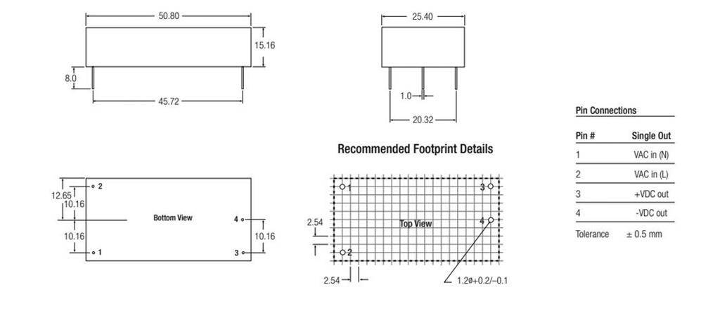 Converter: AC/DC; 5W; Uout: 5VDC; Iout: 1A; 71%; Mounting: PCB; 3000V